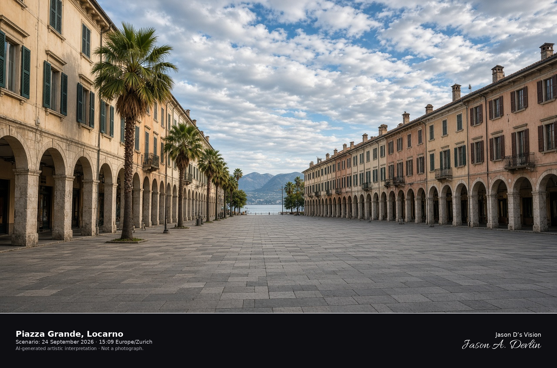 AI-generated artistic interpretation of Piazza Grande in Locarno
