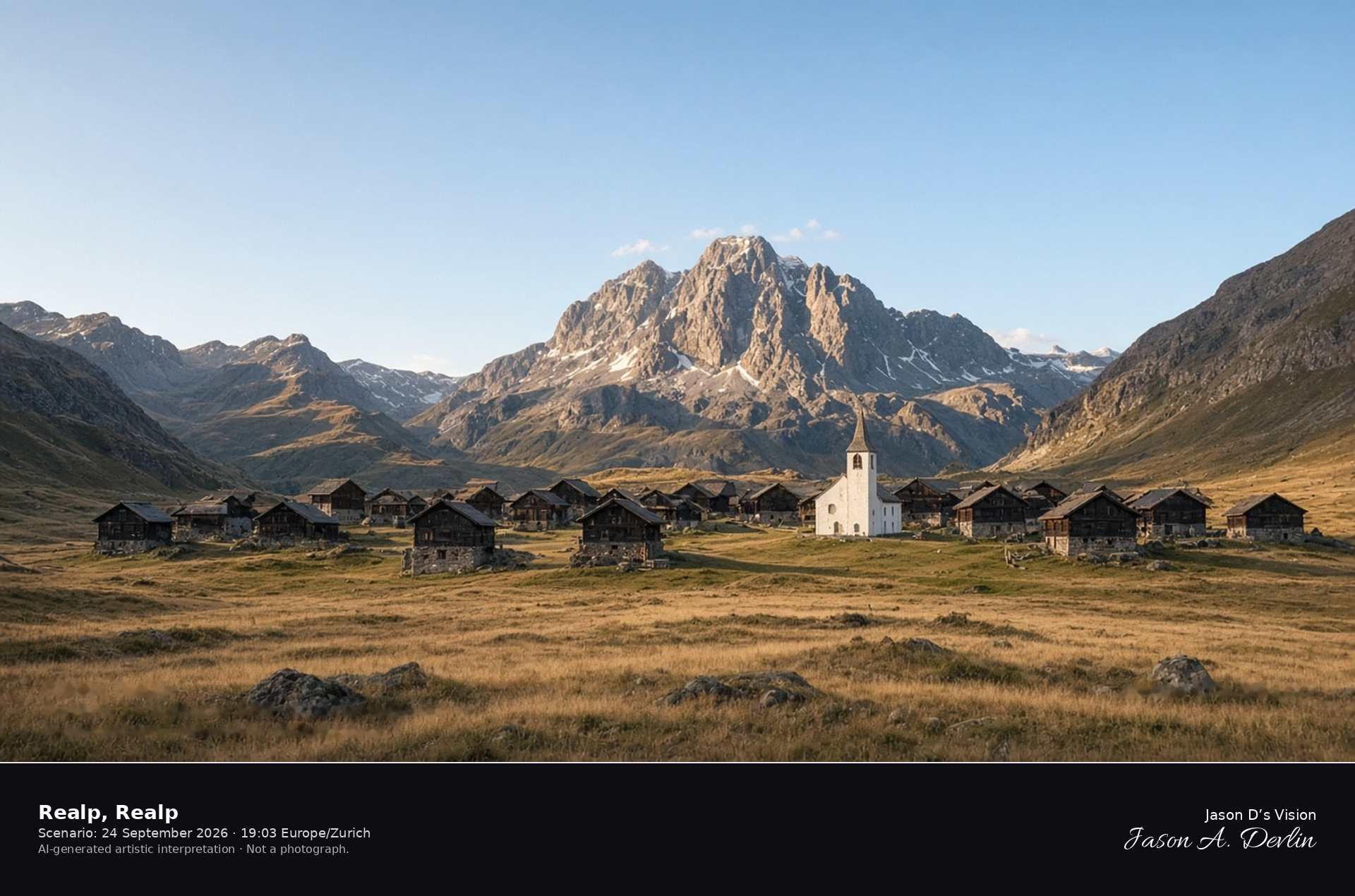 AI-generated artistic interpretation of the village of Realp in the Urseren valley